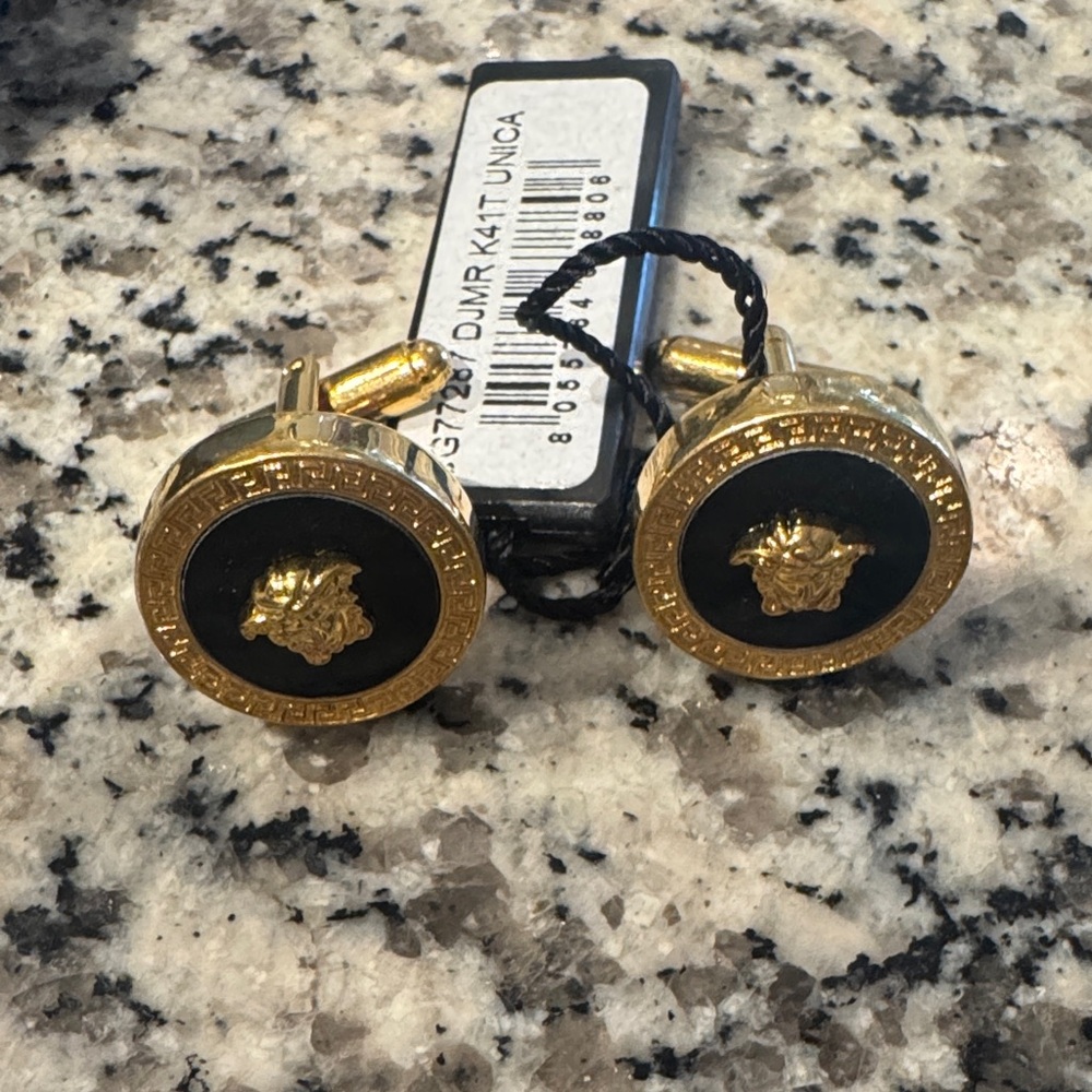 Versace Medusa Gold and Black Cufflinks